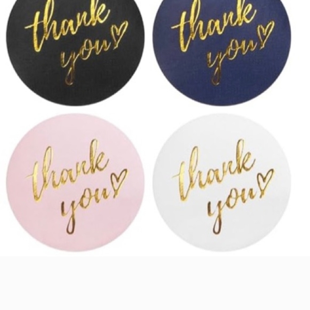 Thank You Stickers - Black, Blue, Pink, White